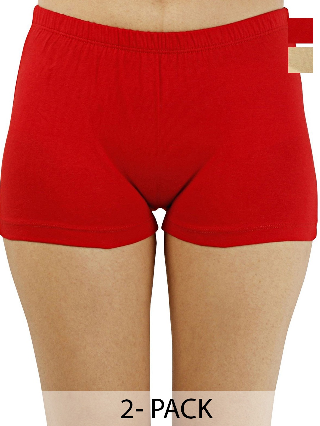 

Diving Deep Women Pack of 2 Cotton Boy Shorts Briefs, Red