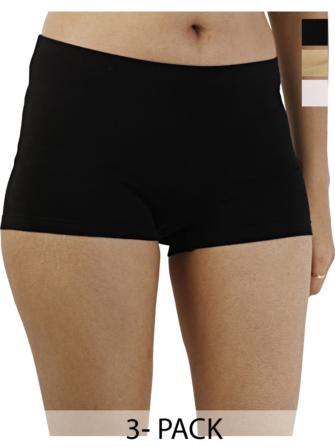 

Diving Deep Women Pack of 3 Boy Shorts Briefs, Black