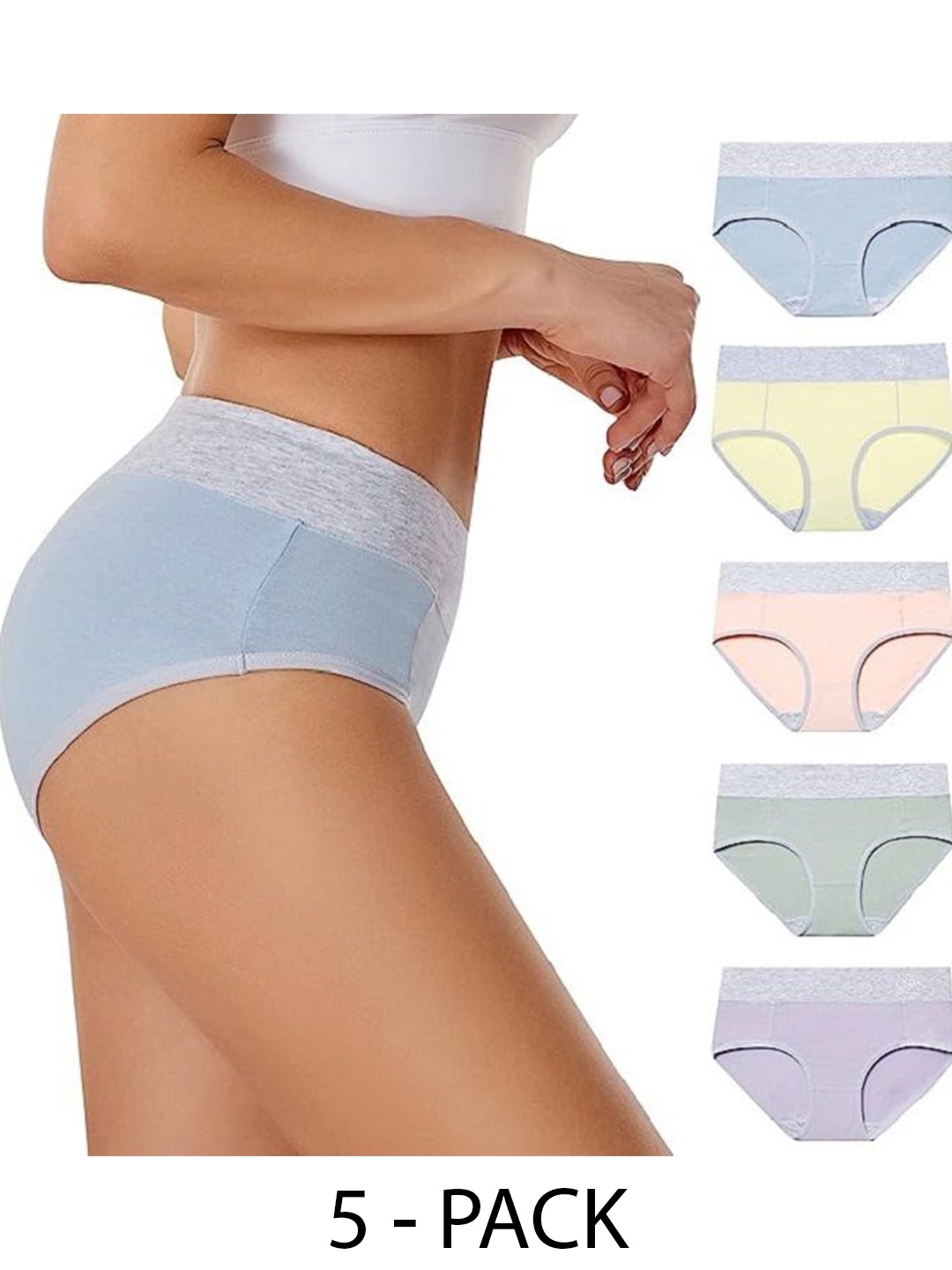 

Diving Deep Women Pack of 5 Cotton Hipster Briefs, Blue