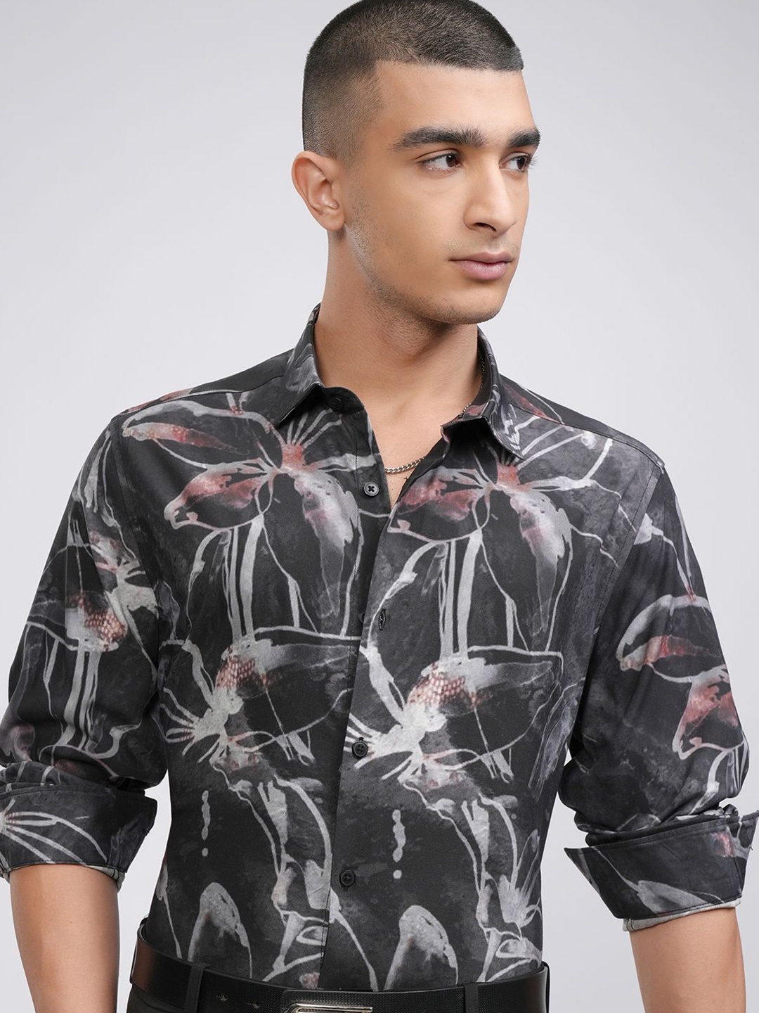 

HIGHLANDER Men Printed Occasion Shirt, Charcoal