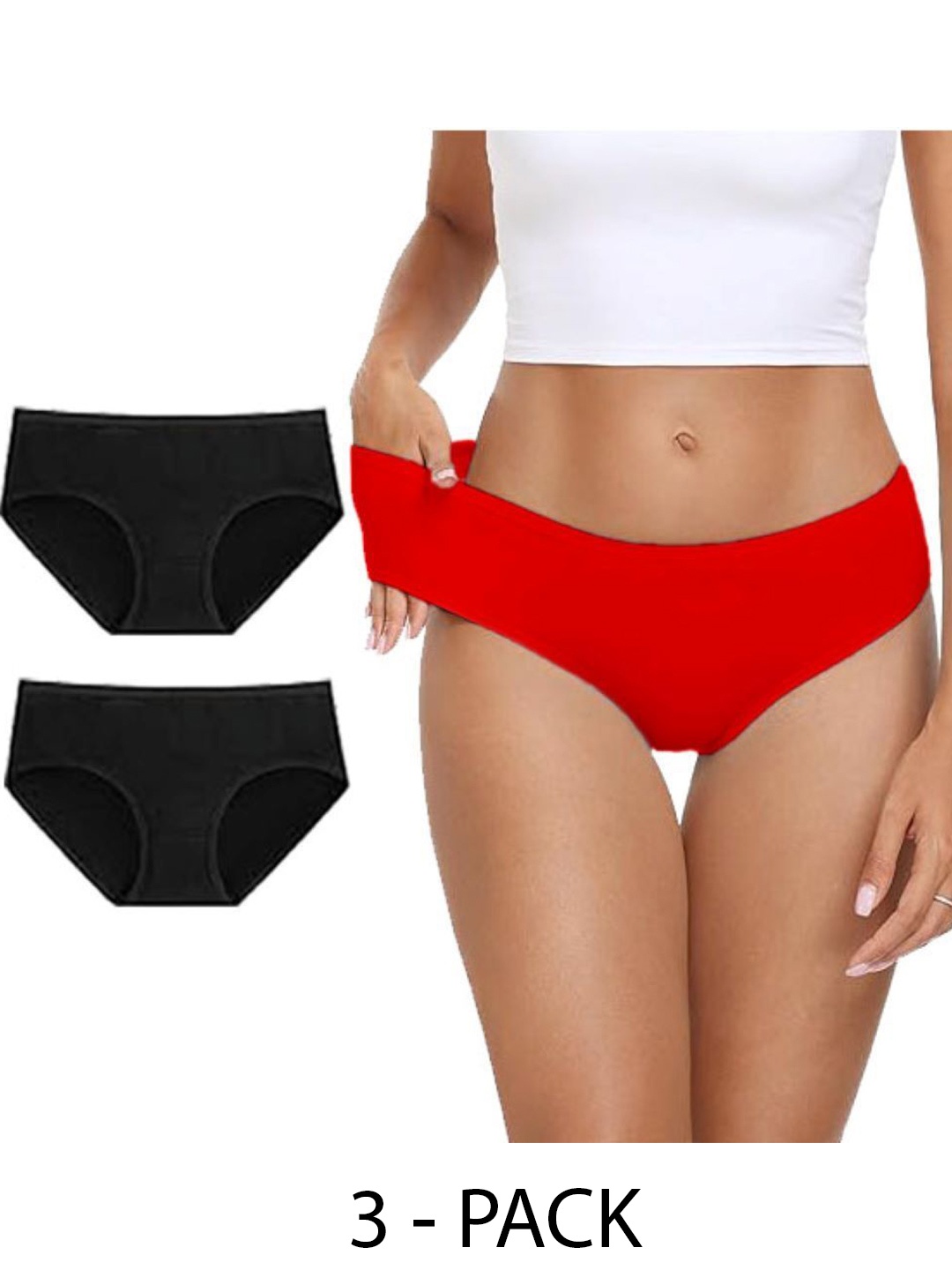 

Diving Deep Pack of 3 Cotton Hipster Briefs, Red