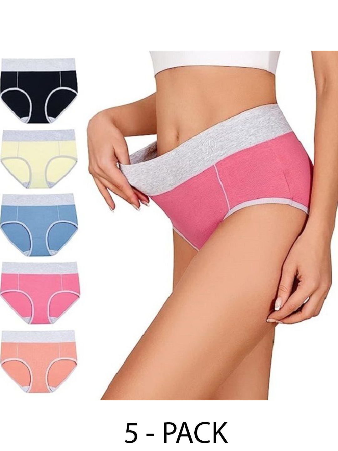 

Diving Deep Women Pack of 5 Cotton Assorted Hipster Briefs