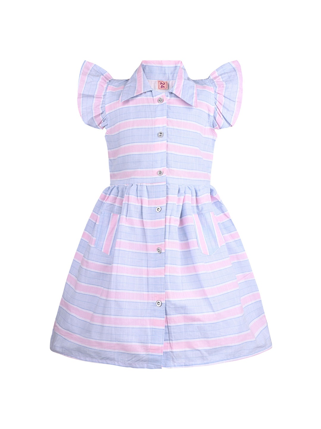 

Wish Karo Checked Flutter Sleeve Fit & Flare Dress, Blue