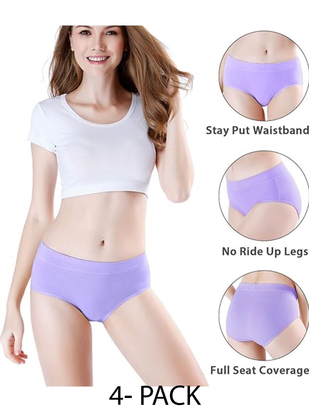 

Diving Deep Pack Of 4 Cotton Hipster Briefs, Purple