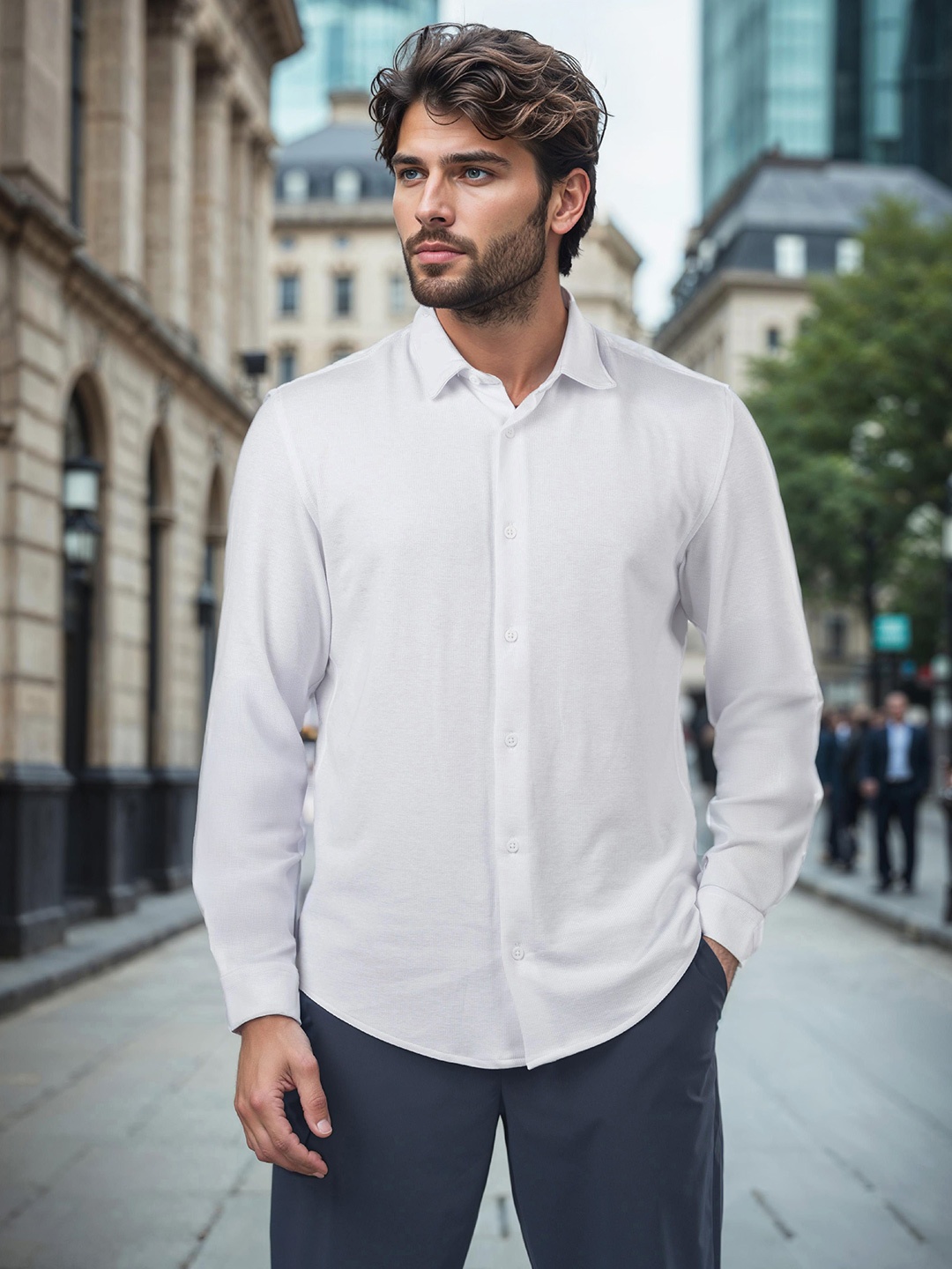 

Celio Men Classic Fit Spread Collar Solid Casual Shirt, White