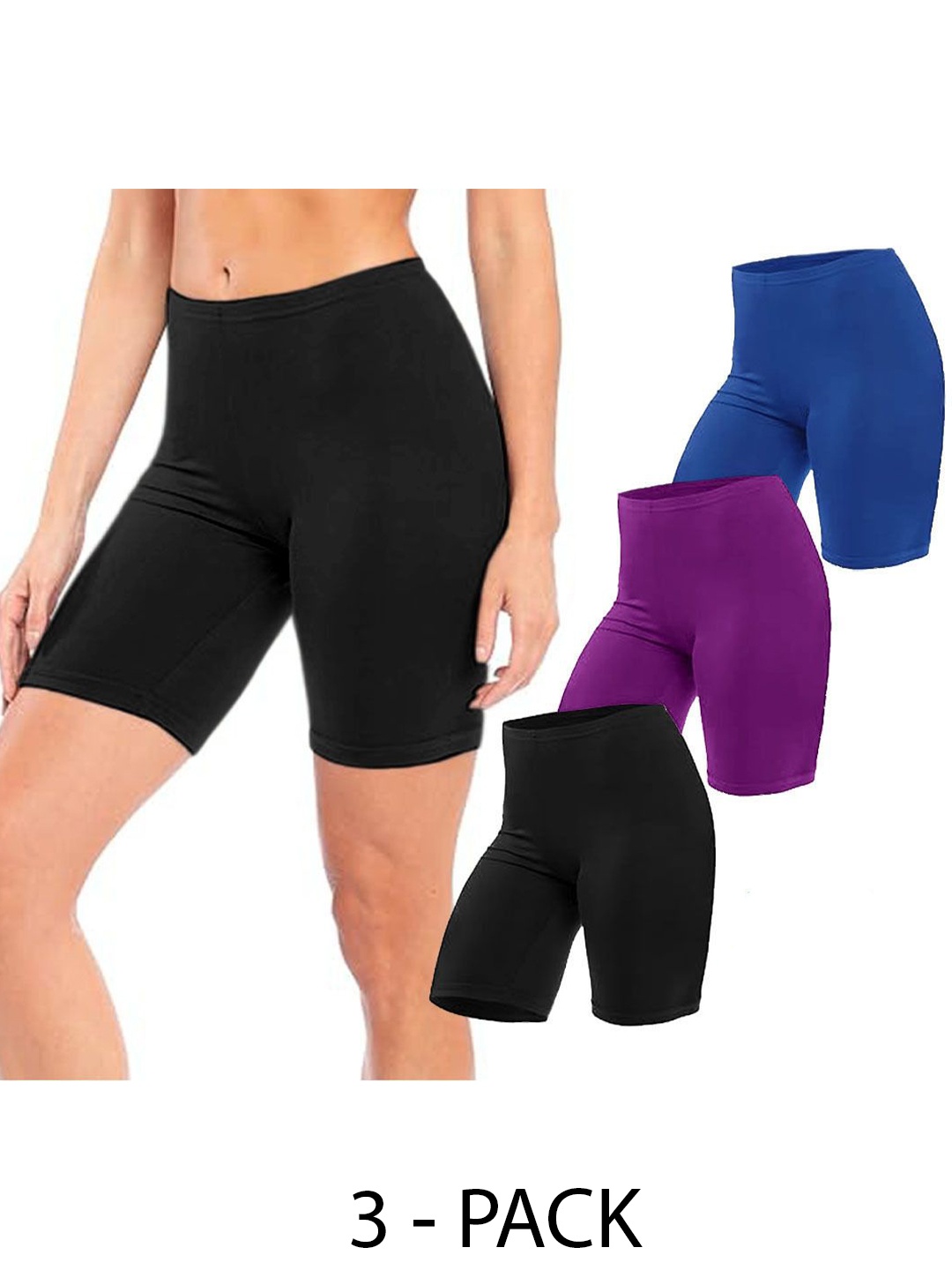 

Diving Deep Women Pack of 3 Mid-Rise Cotton Boy Shorts Briefs, Black