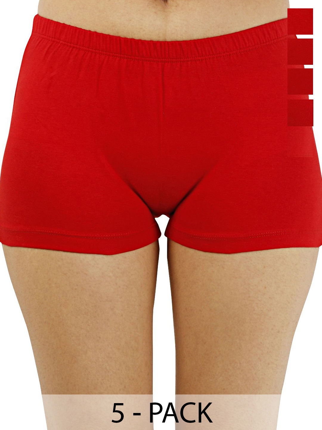 

Diving Deep Women Pack Of 5 Cotton Boy Shorts Briefs, Red
