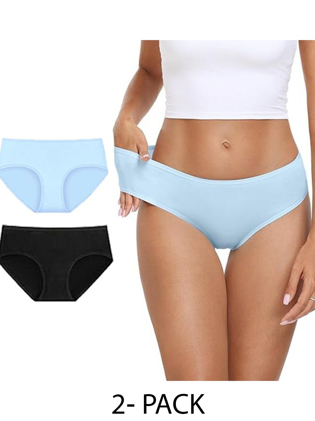 

Diving Deep Women Pack of 2 Mid-Rise Cotton Hipster Briefs, Blue