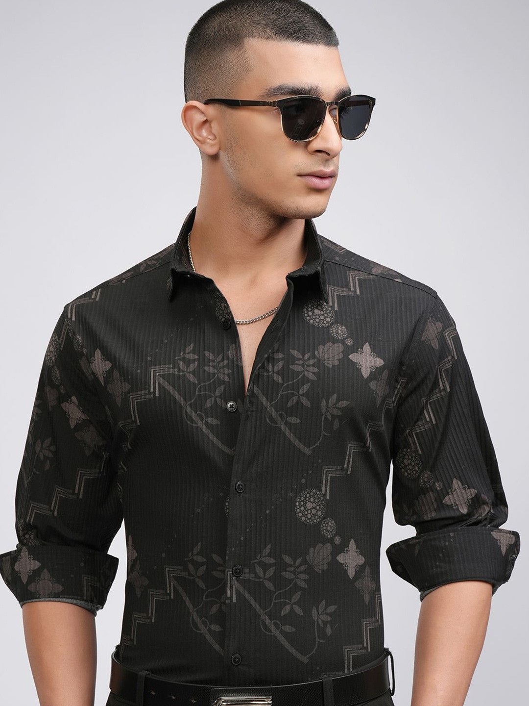 

HIGHLANDER Men Printed Occasion Shirt, Black