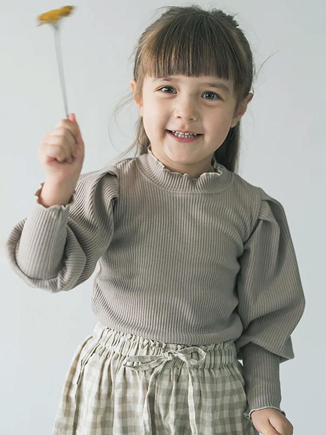 

LULU & SKY Girls Striped Cotton Top, Grey