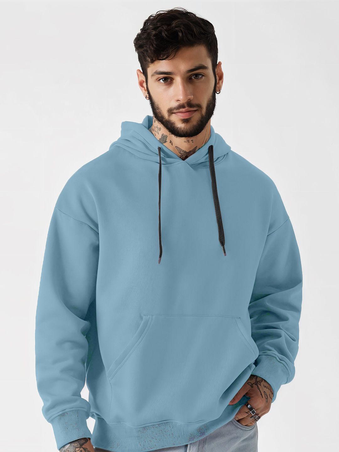 

Crazymonk Men Long Sleeves Hooded Sweatshirt, Blue