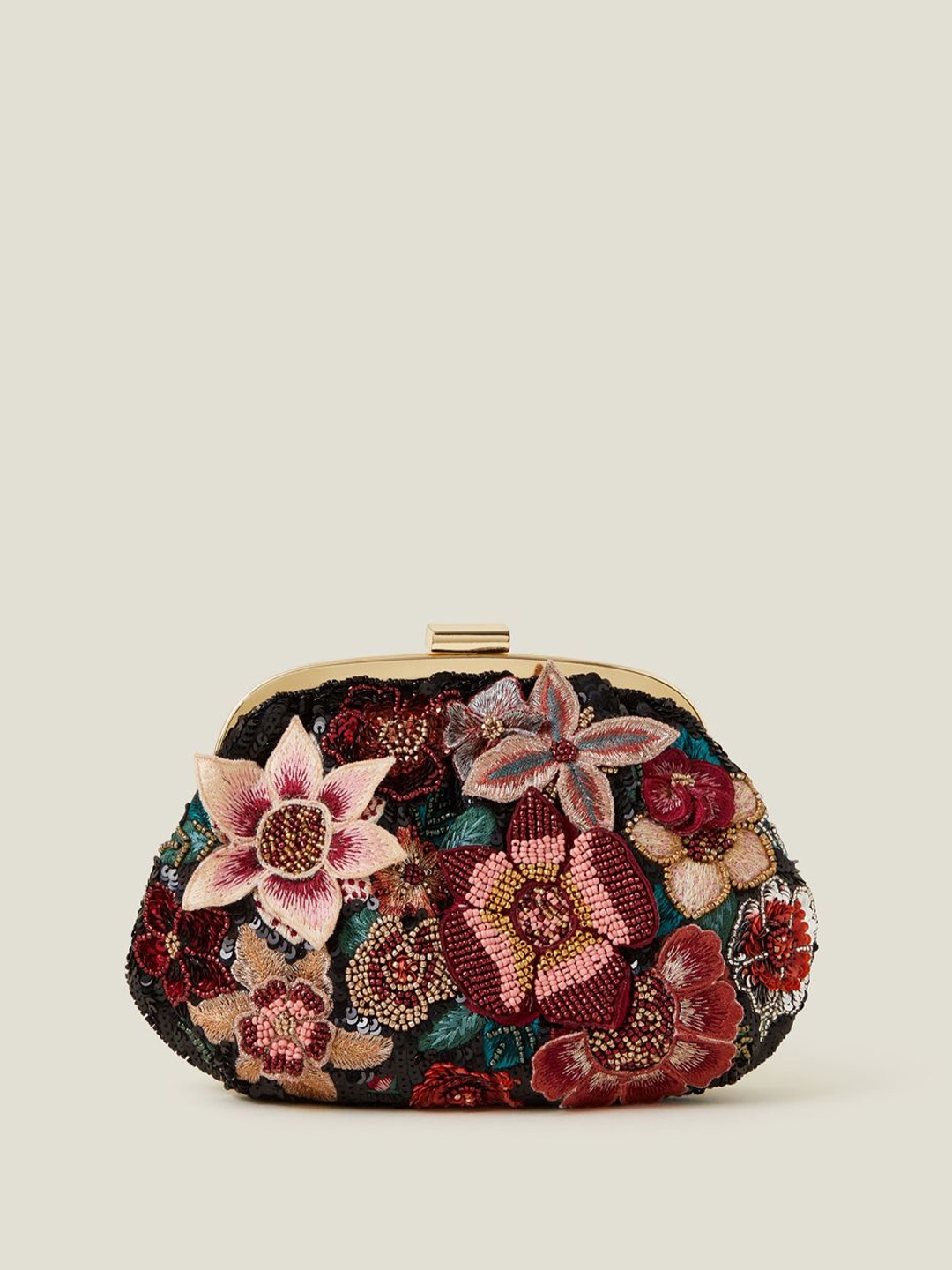 

Accessorize Floral Embroidered Purse Clutch, Black