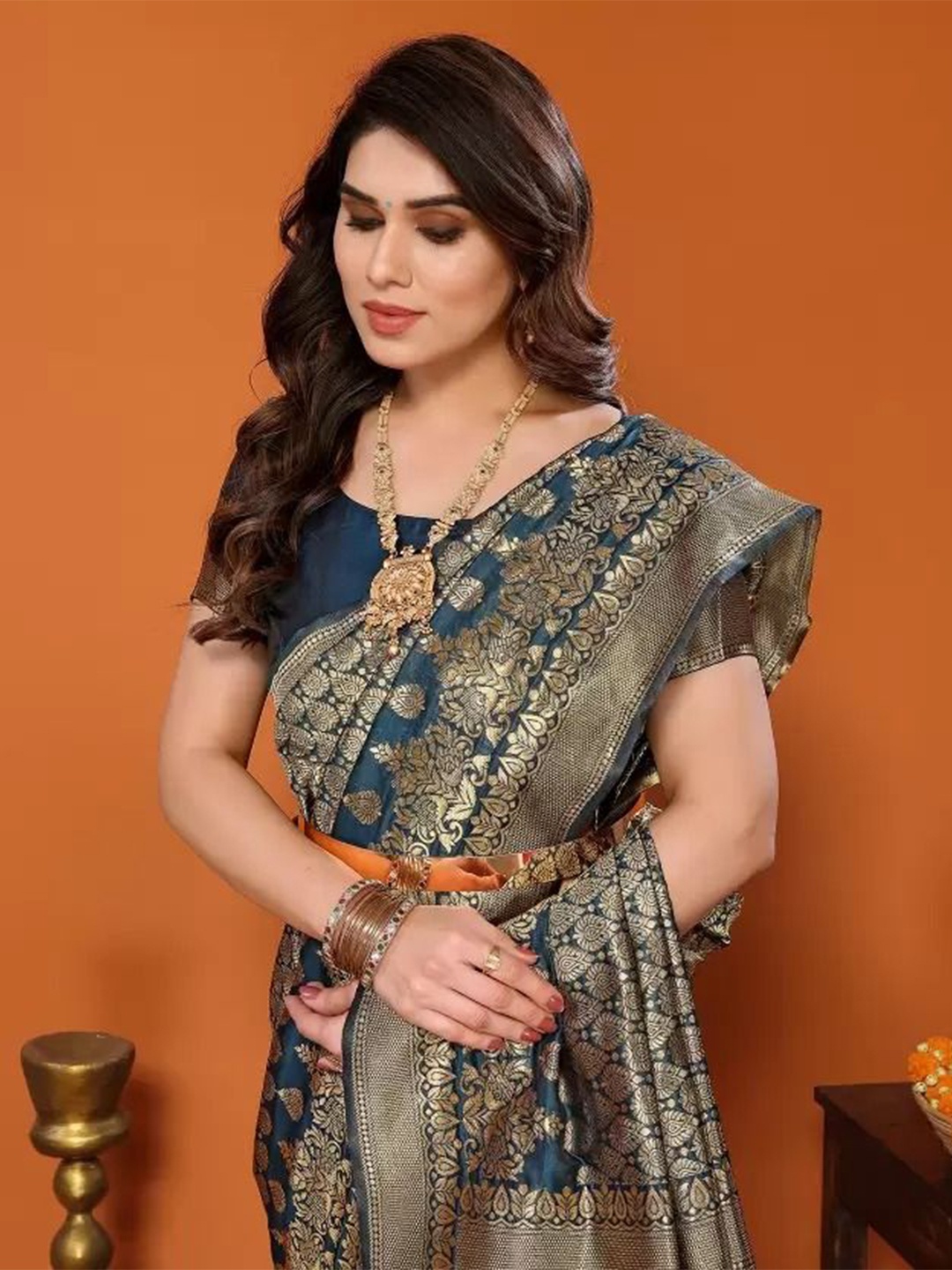 

Florence Woven Design Pure Silk Saree, Blue