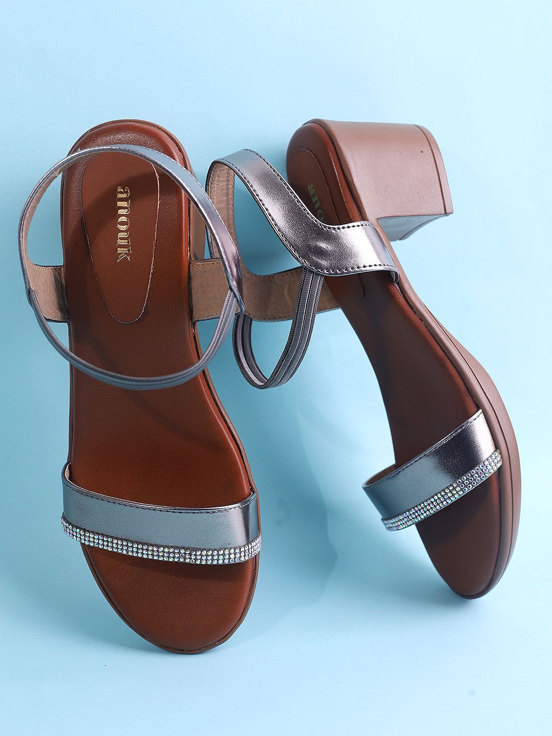 

Anouk Women Open Toe Block Heel Sandals, Grey
