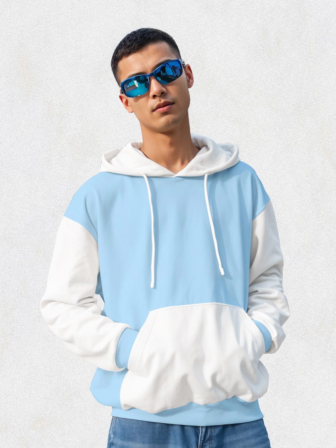 

Crazymonk Men Colourblocked Hooded Pullover Sweatshirt, Blue