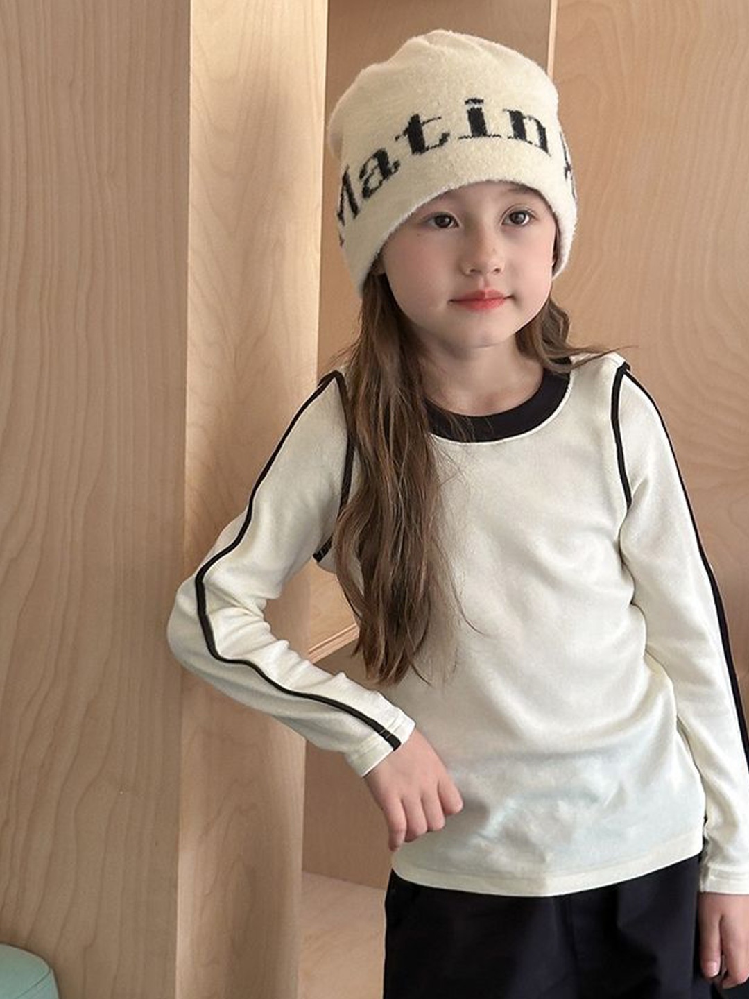 

LULU & SKY Girls Round Neck Top, Off white