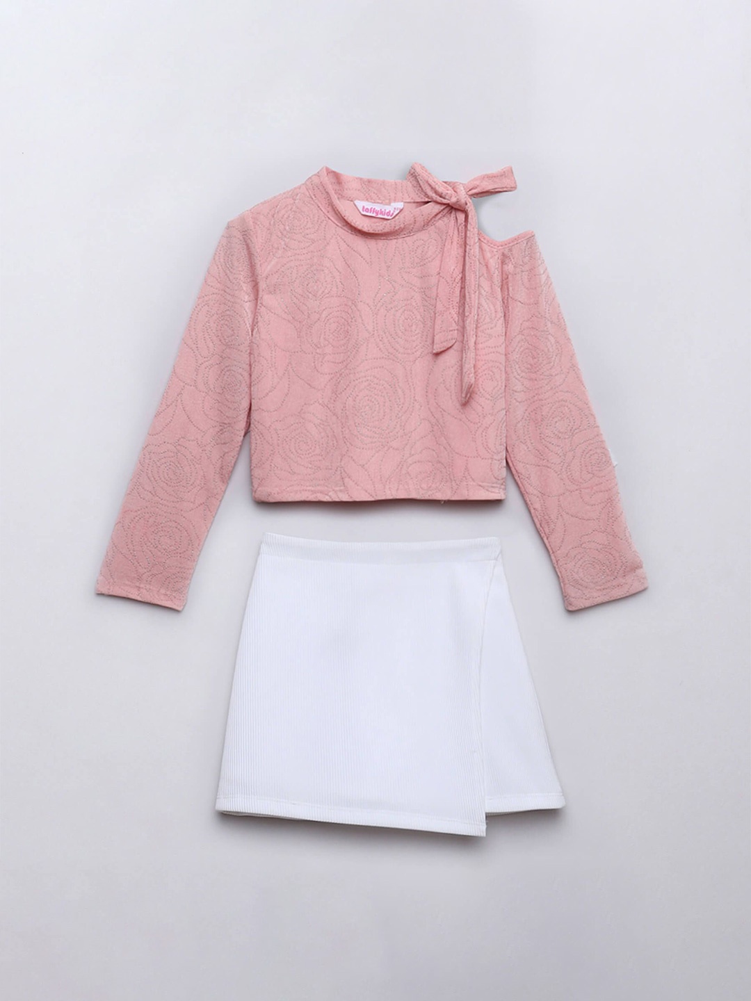 

taffykids Girls Embellished Top With Skirt, Peach