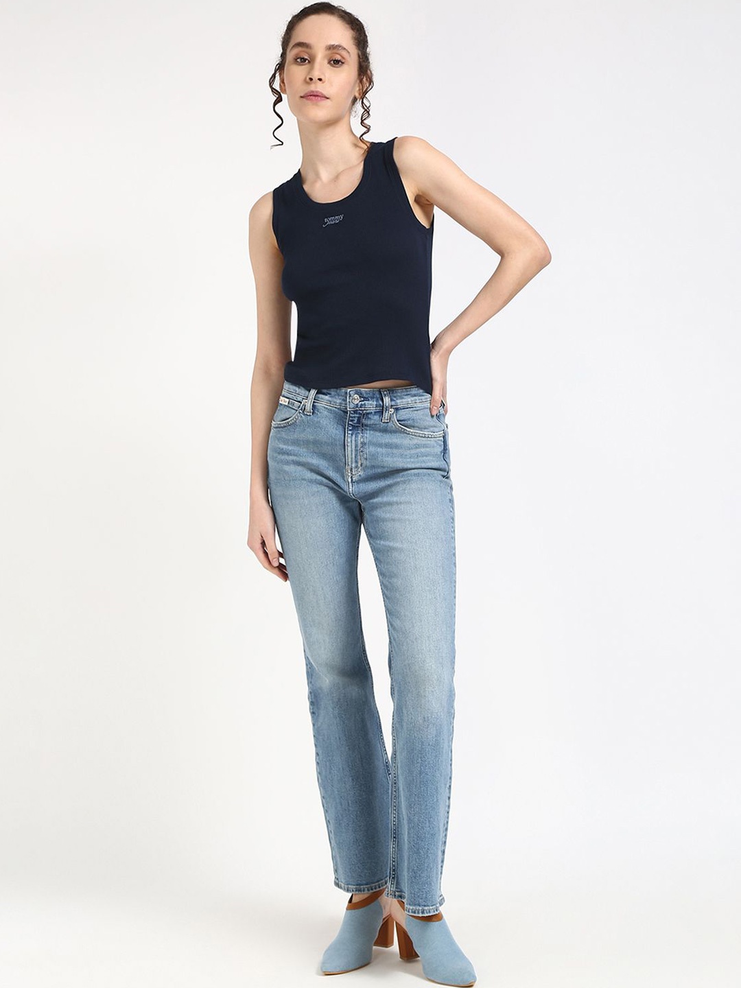 

Tommy Hilfiger Women Round Neck Cotton Tank Top, Blue