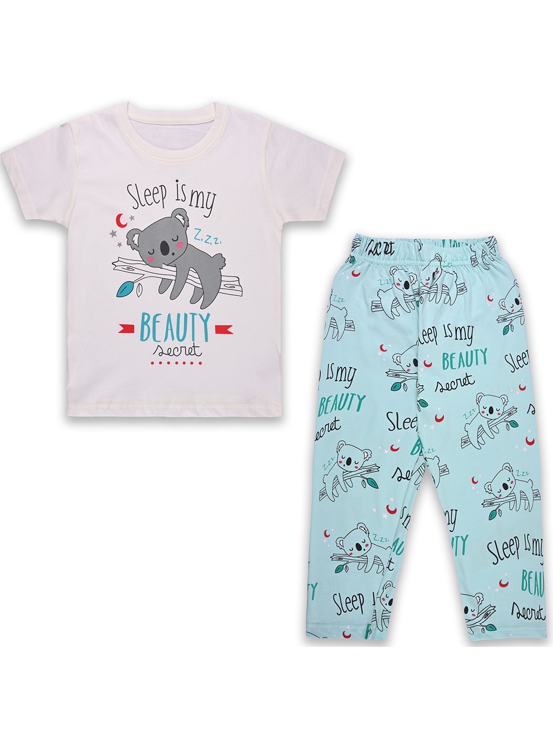 

Wish Karo Unisex Kids Printed T-shirt with Pyjamas, Blue