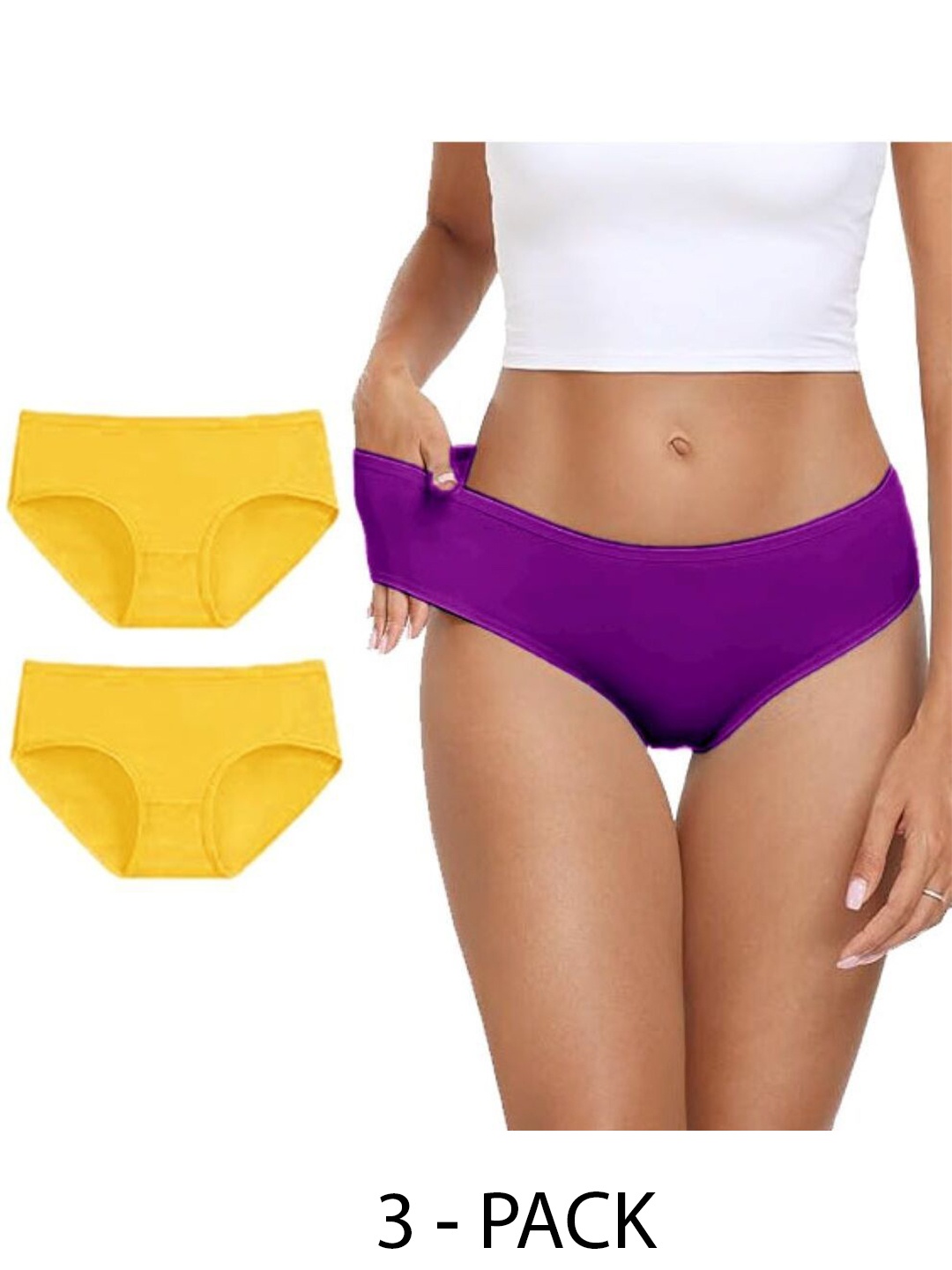 

Diving Deep Women Plus Size Pack of 3 Cotton Hipster Briefs, Assorted