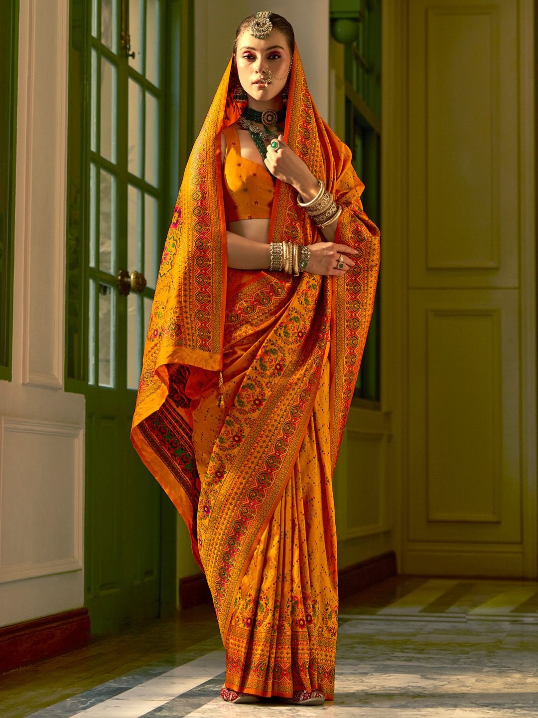 

Anouk Floral Woven Design Banarasi Saree, Yellow