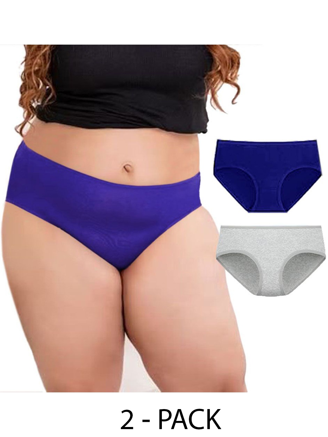 

Diving Deep Women Pack of 2 Cotton Assorted Plus Size Hipster Briefs