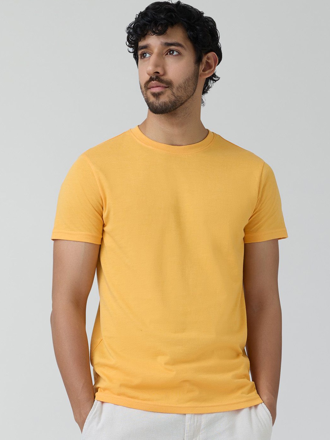 

XYXX Cotton Rich Solid Code T-shirt for Men, Yellow