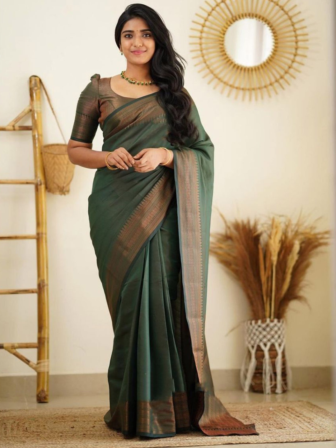 

Anouk Woven Design Banarasi Saree, Green
