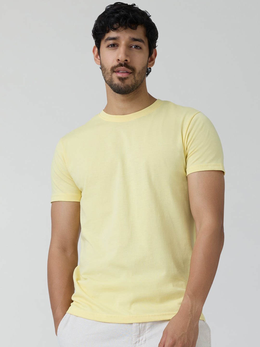 

XYXX Men Cotton Rich Solid Code T-shirt, Yellow