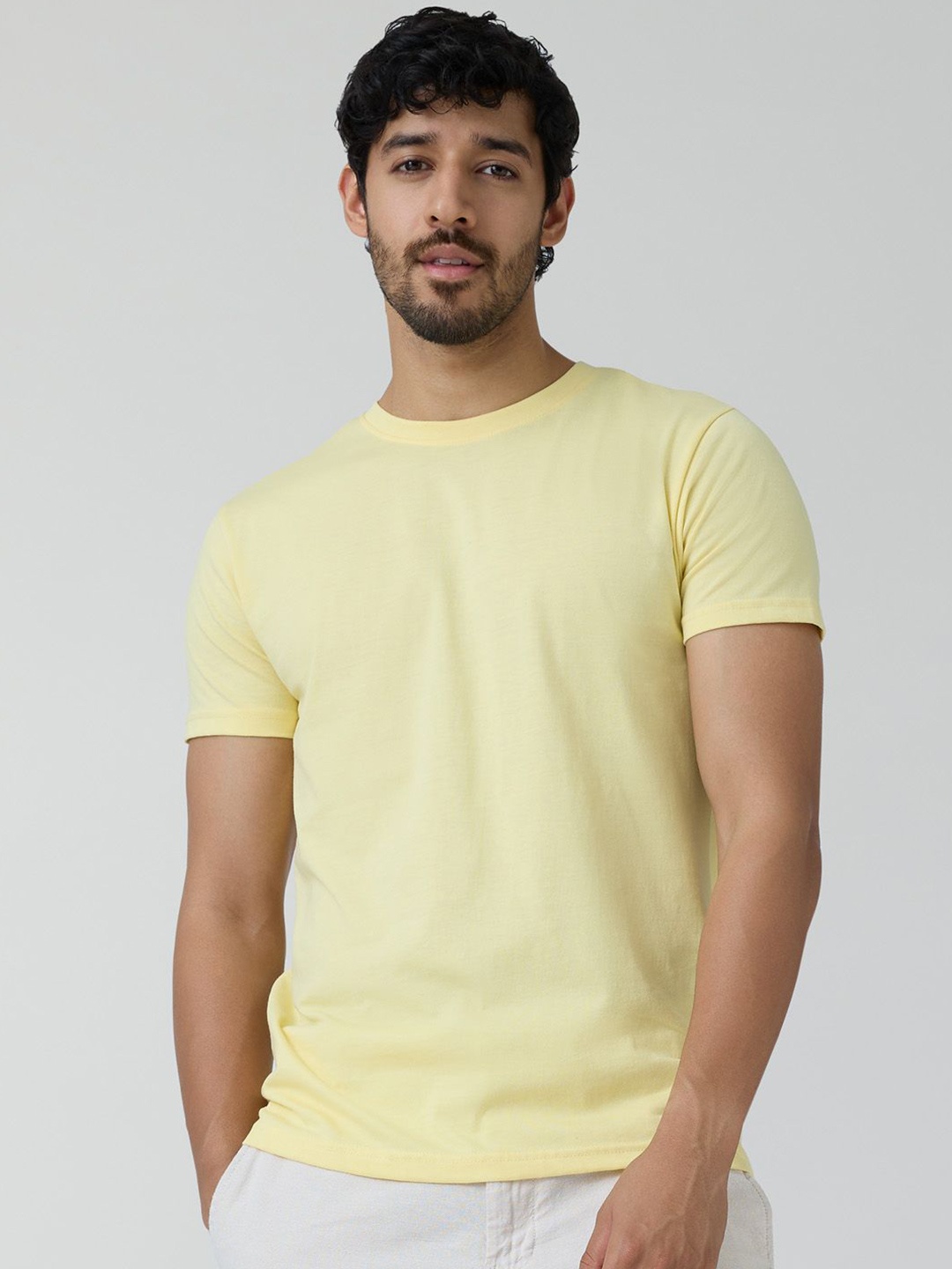 

XYXX Men Cotton Rich Solid Code T-shirt, Yellow