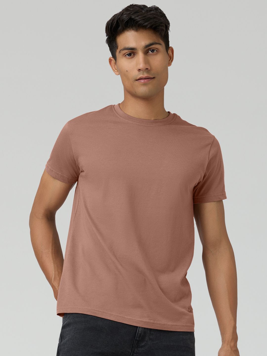 

XYXX Men Ultra Breezy Super Combed Cotton Solid Crew Neck T-Shirt, Brown