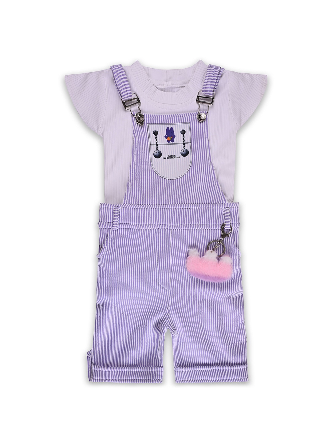 

Wish Karo Girls Striped Top with Shorts, Purple