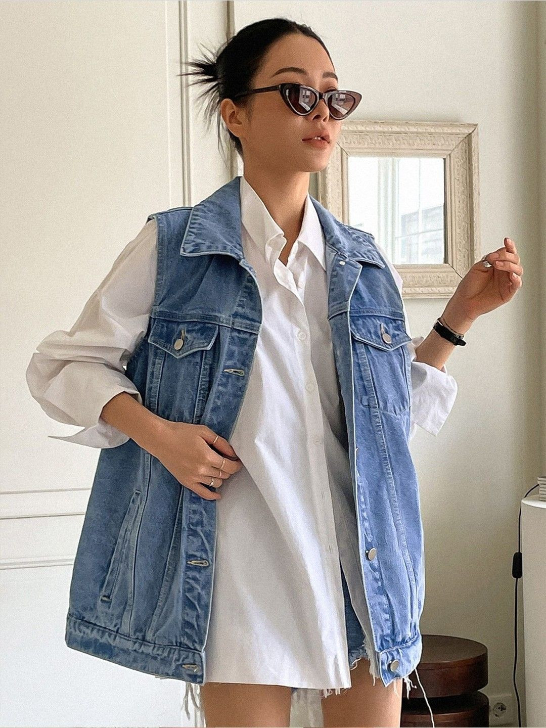 

NANCHI Women Solid Cotton Denim Jacket, Blue