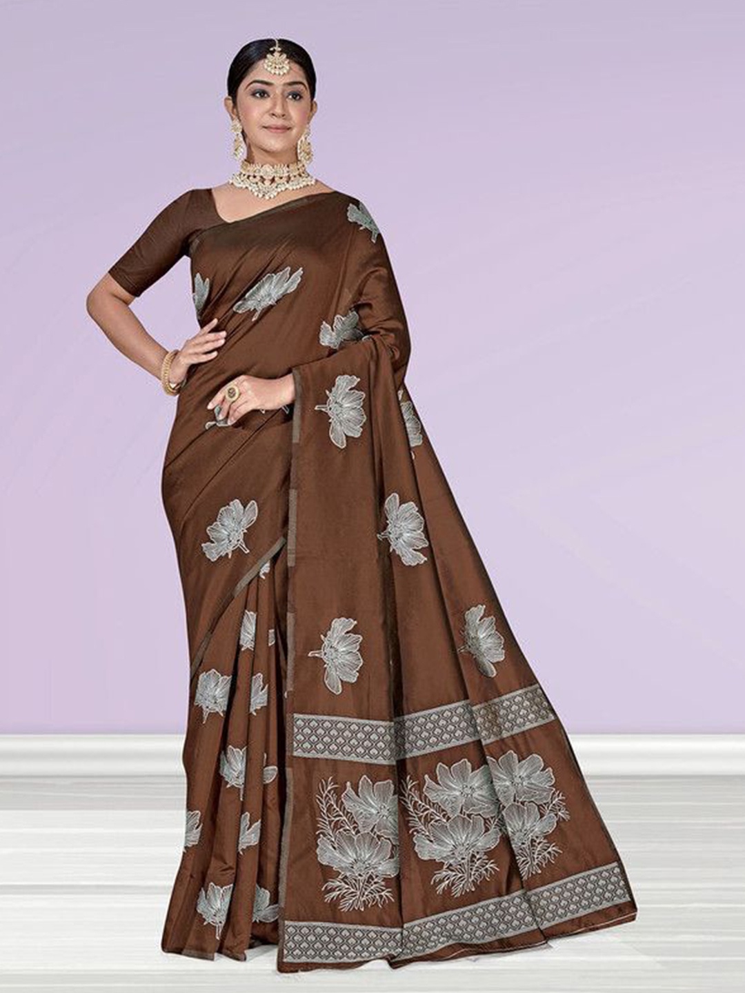

sagarika Woven Design Saree, Brown