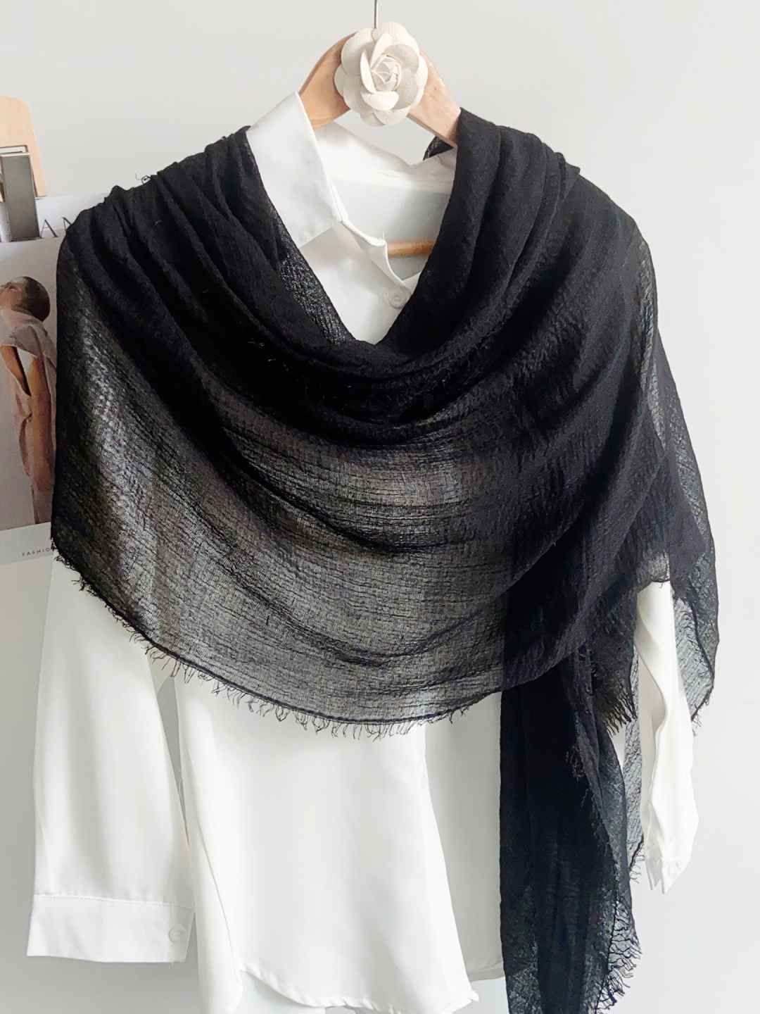 

CrossKulture Women Cotton Scarf, Black