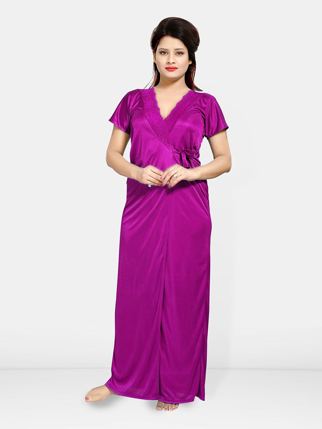 

Be You Women 4 piece Maxi Nightdress, Magenta