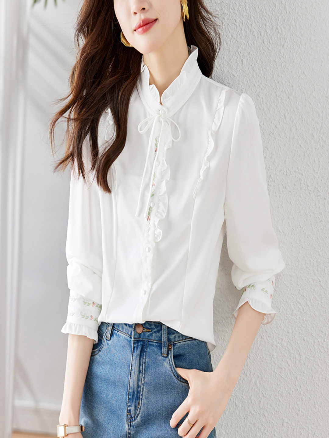 

StyleCast Women Solid Mandarin Collar Cotton Casual Shirt, White