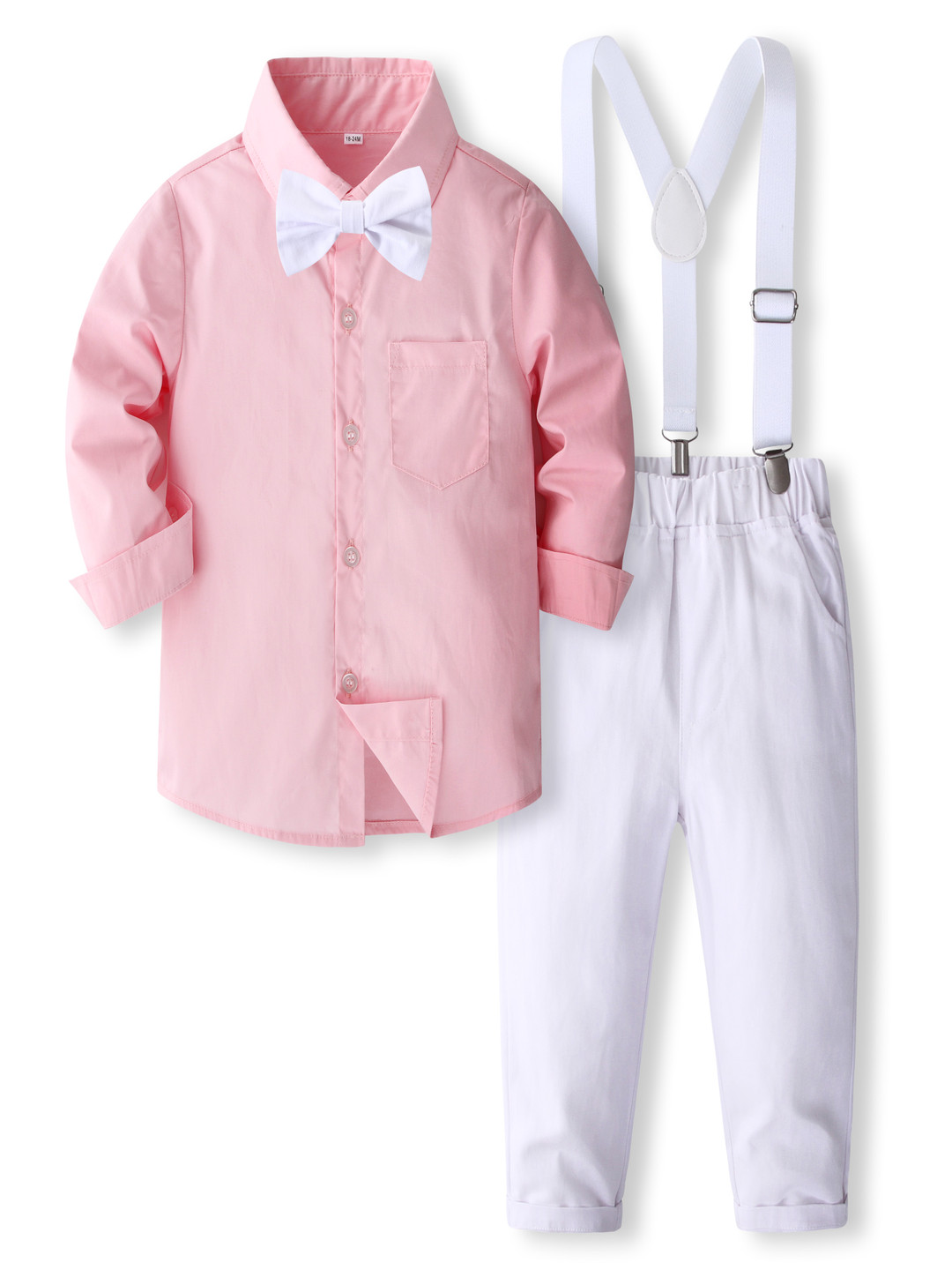 

StyleCast x Revolte Boys Pure Cotton Shirt With Trouser & Suspenders, Pink