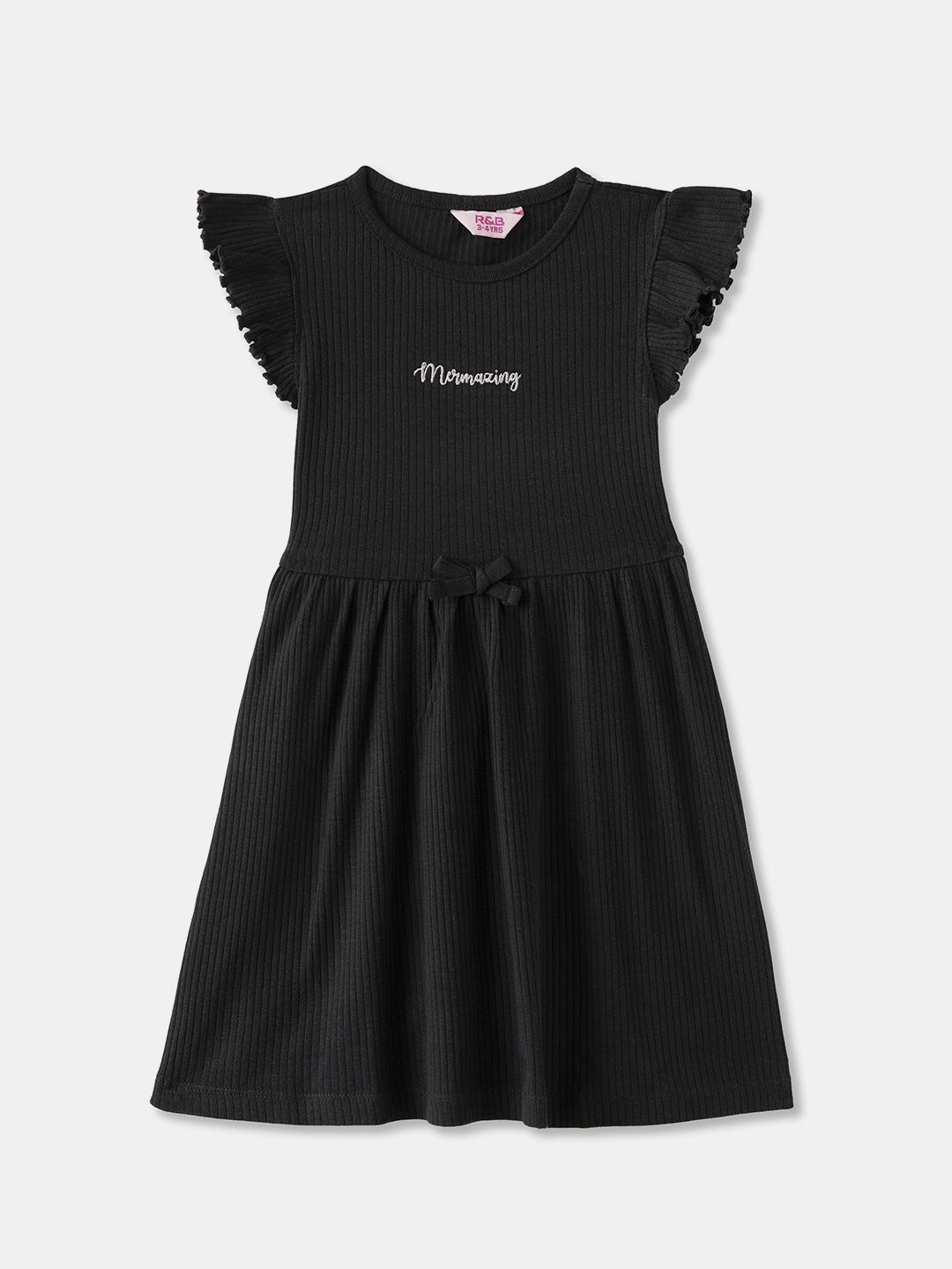 

R&B Girls Fit and Flare Cotton Dress, Black