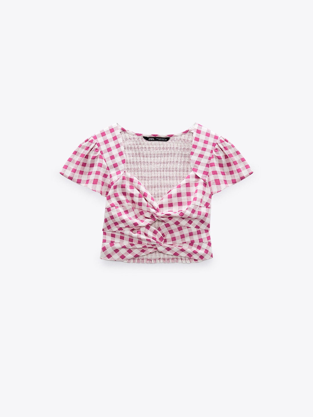 

ZARA Women Gingham Checks Opaque Printed Casual Shirt, Pink