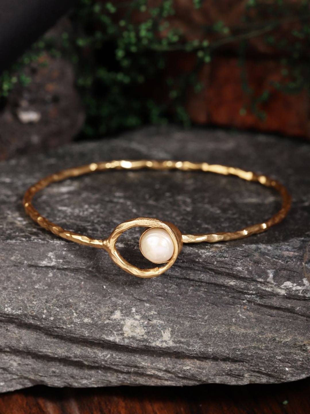 

Berserk Gold-Plated Pearls Beaded Bangle-Style Bracelet