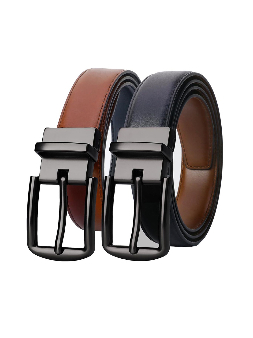 

CONTACTS Men Leather Reversible Belt, Black