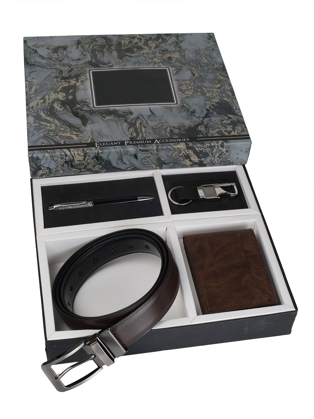 

SAZARA Men Wallet and Belt Accessory Gift Set, Brown