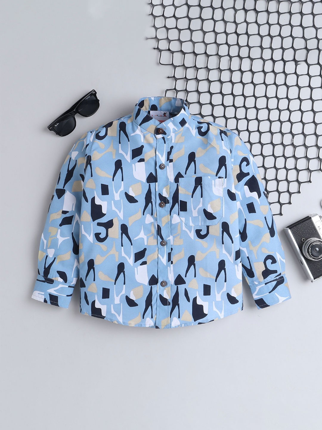 

BAATCHEET Boys Opaque Printed Party Shirt, Blue