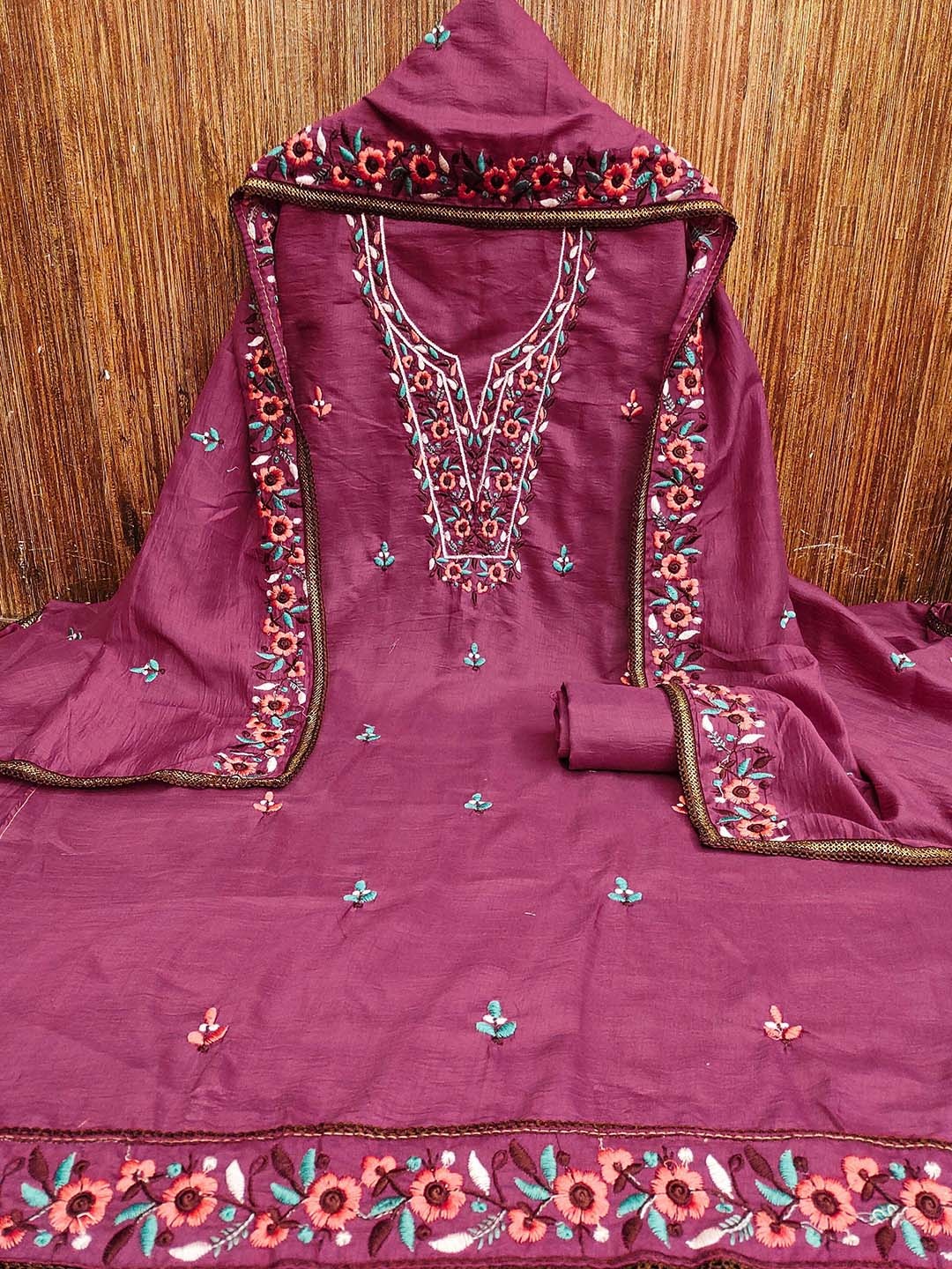 

HERE&NOW Embroidered Unstitched Dress Material, Lavender