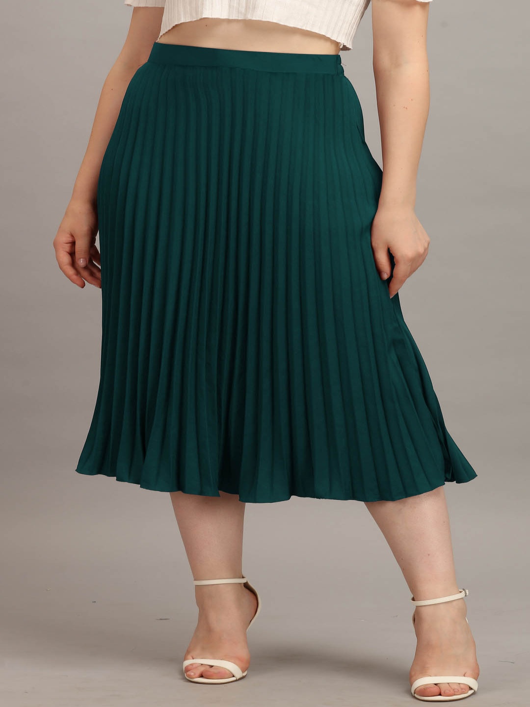 

ZWERLON Women A-Line Midi Skirt, Green