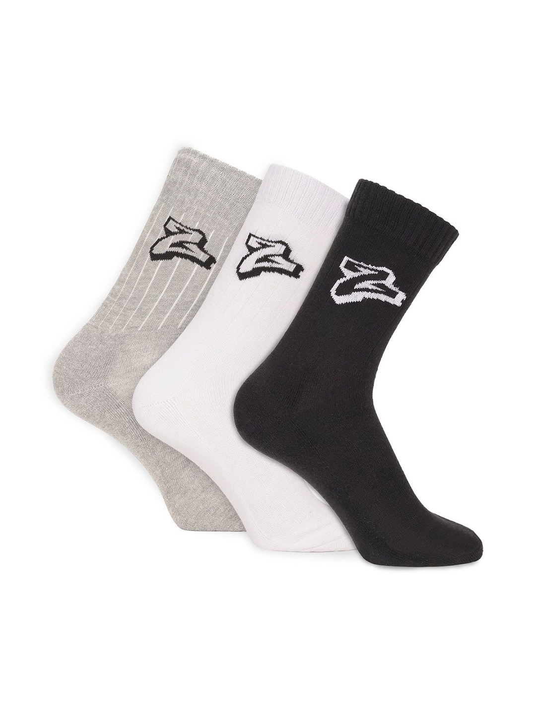 

MuscleBlaze Unisex Z Crew Pack Of 3 Cotton Crew-Length Socks, Black