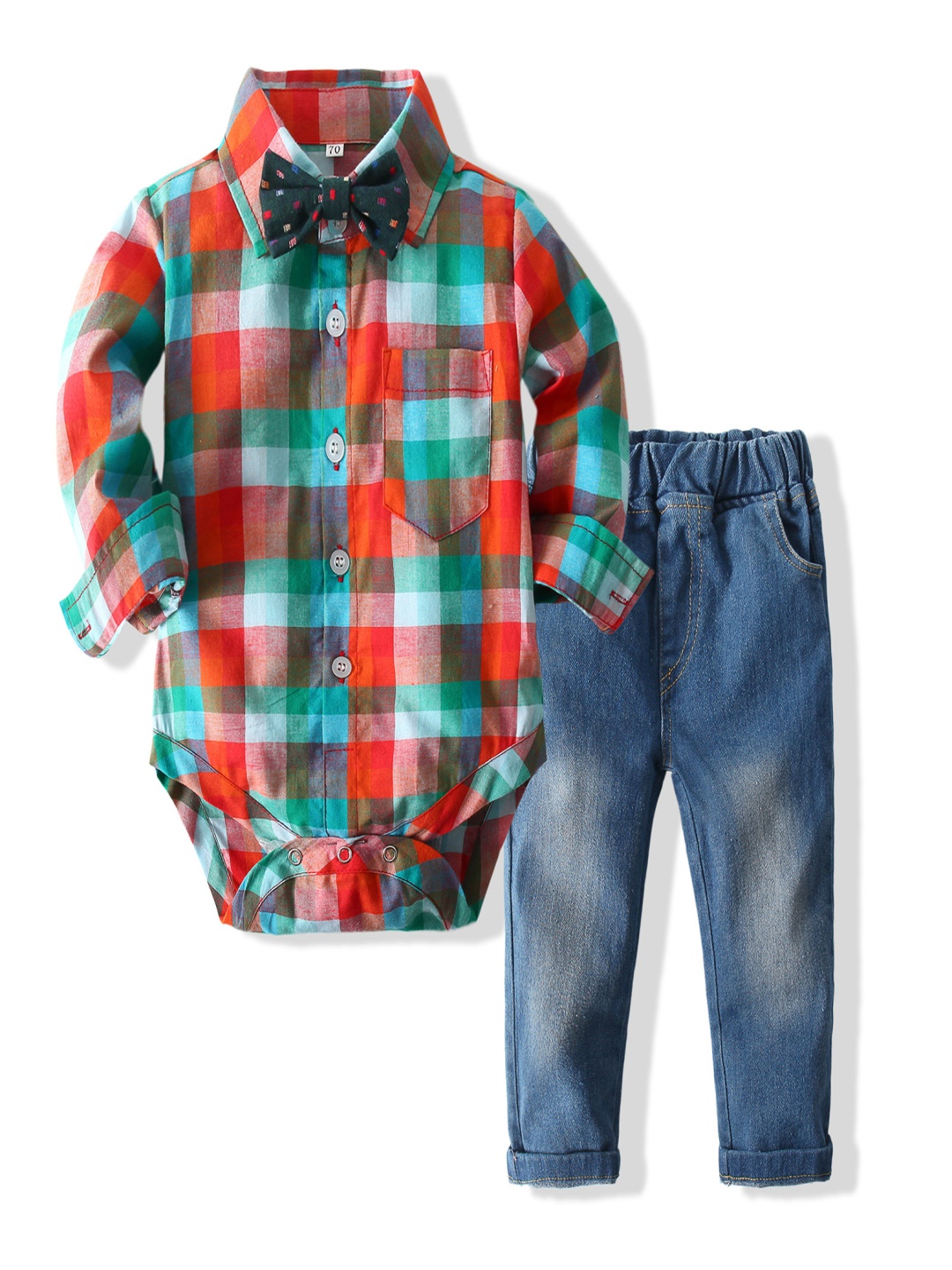 

StyleCast x Revolte Boys Checked Pure Cotton Shirt With Trousers, Red