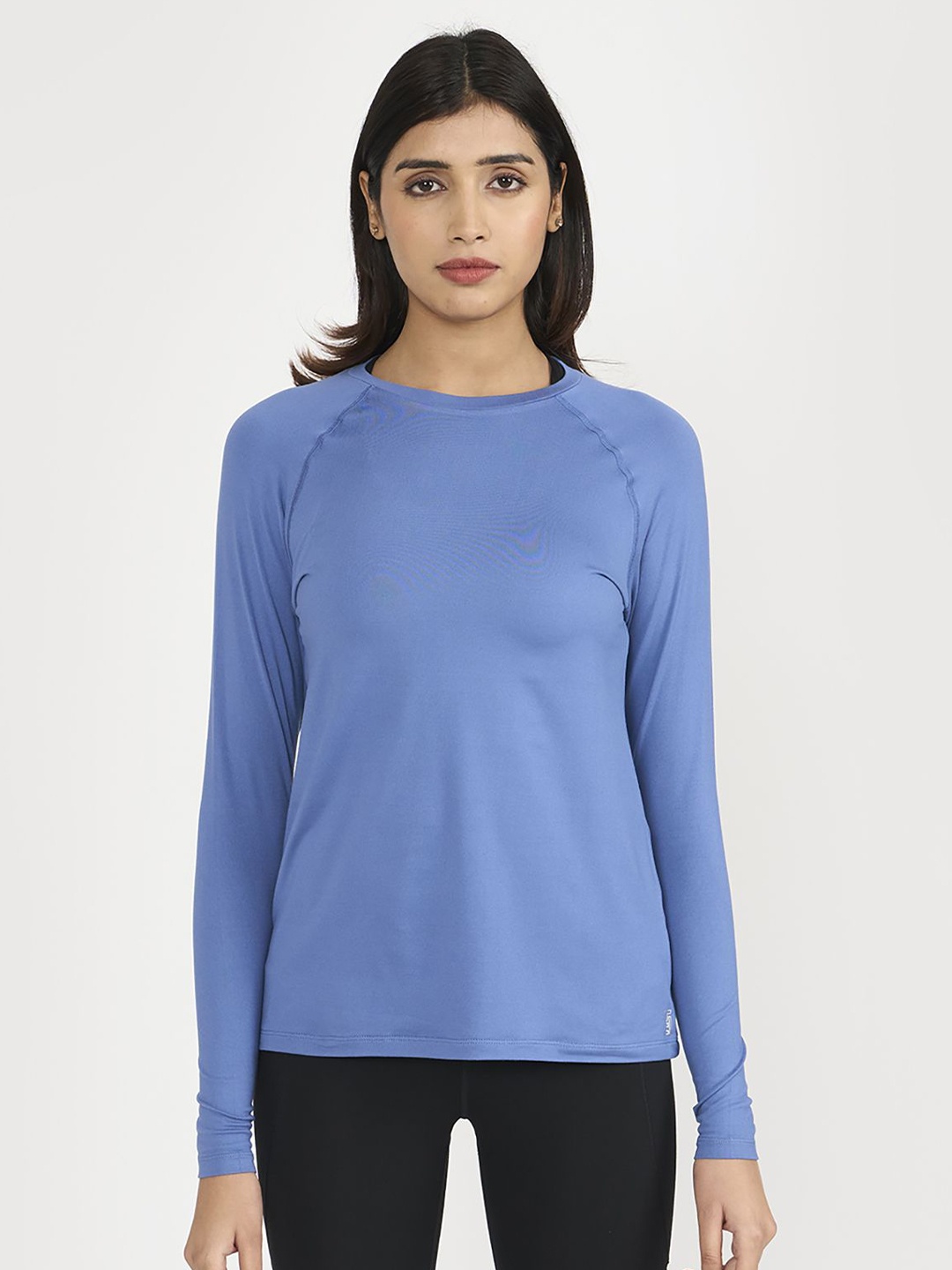 

Hunnit Zen Round Neck Long Sleeve Active Wear Gym Top, Blue
