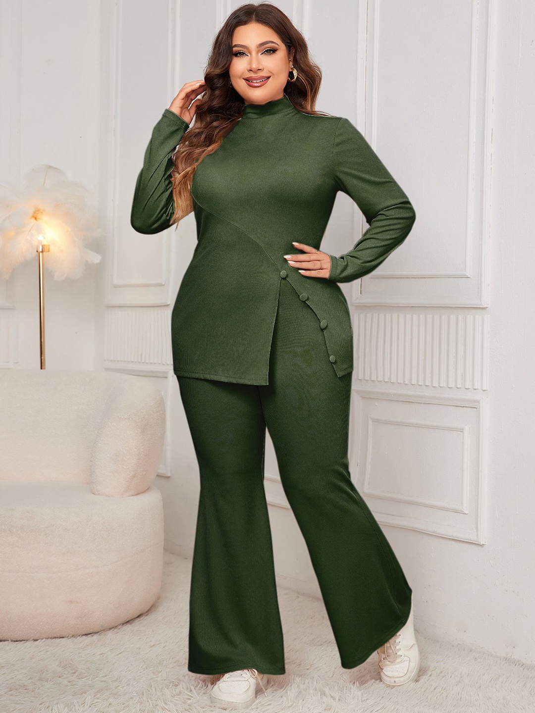 

StyleCast Curve Top With Palazzos Co-Ords, Green